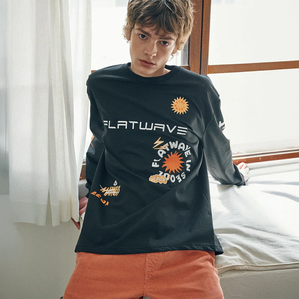 Elva Print Longsleeve T-Shirt Black