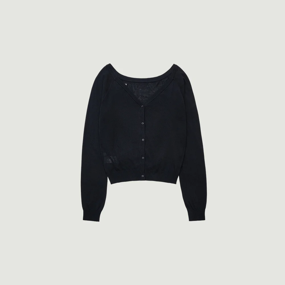 COLETTE OFF-SHOULDER CARDIGAN (NAVY)