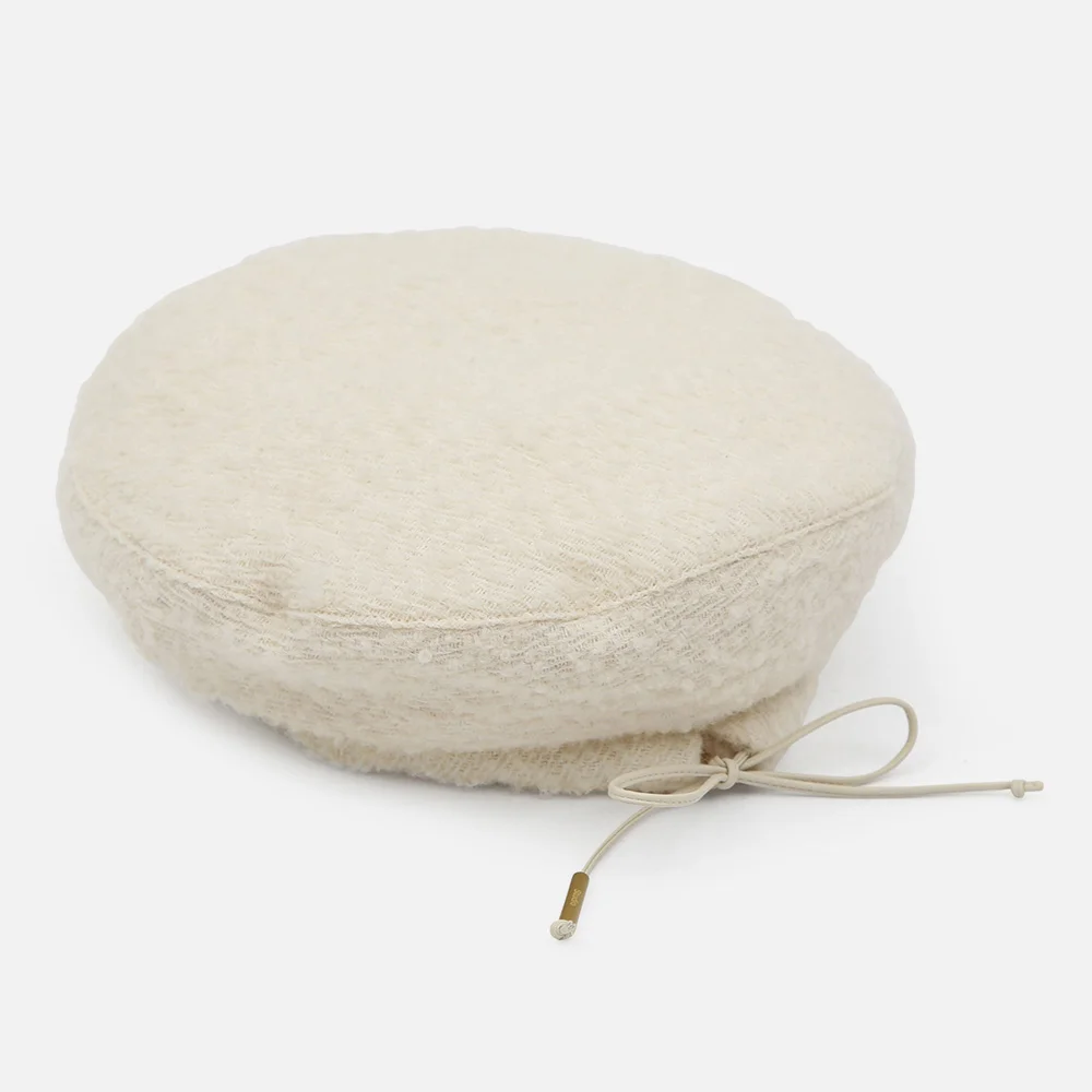 圈圈紗 肩帶 尺寸 調節 女裝 冬季 日常 貝雷帽 PLATE BERET / STRAP / BOUCLE / CREAM
