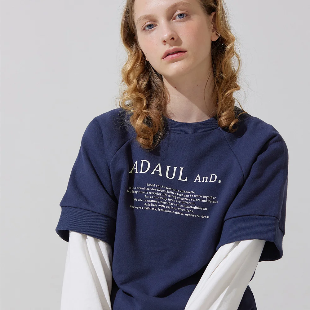 And lettering half sweat shirts - navy