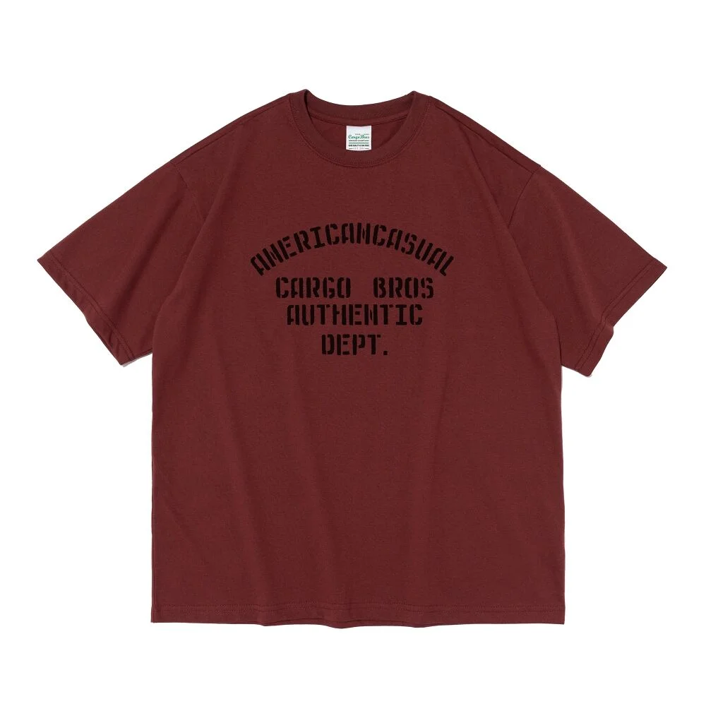 (BIG SIZE) AUTHENTIC LETTERING OVERFIT SHORT SLEEVE T-SHIRT (WINE)
