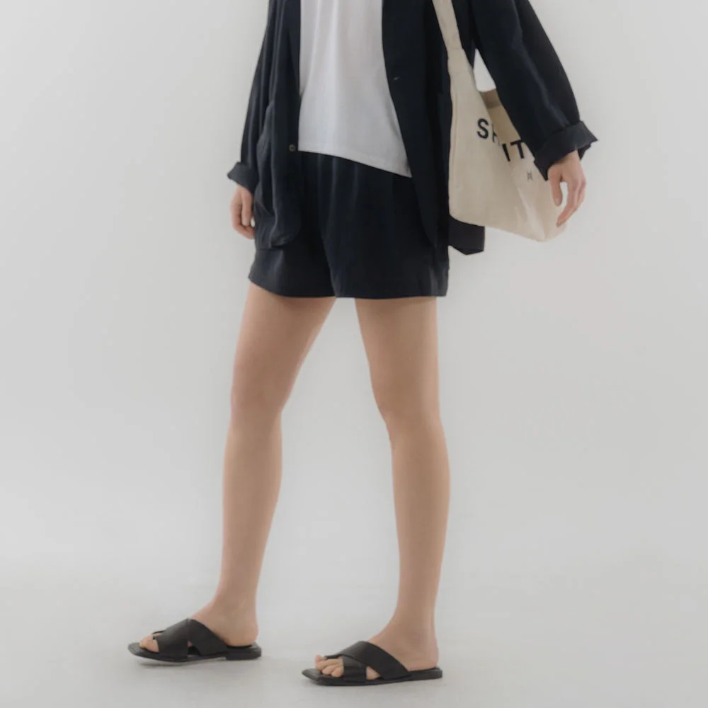 Linen Lounge Shorts_Navy