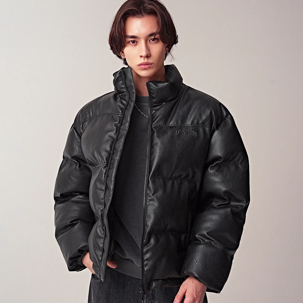 Vintage Art Leather Over-fit Puffer BLACK