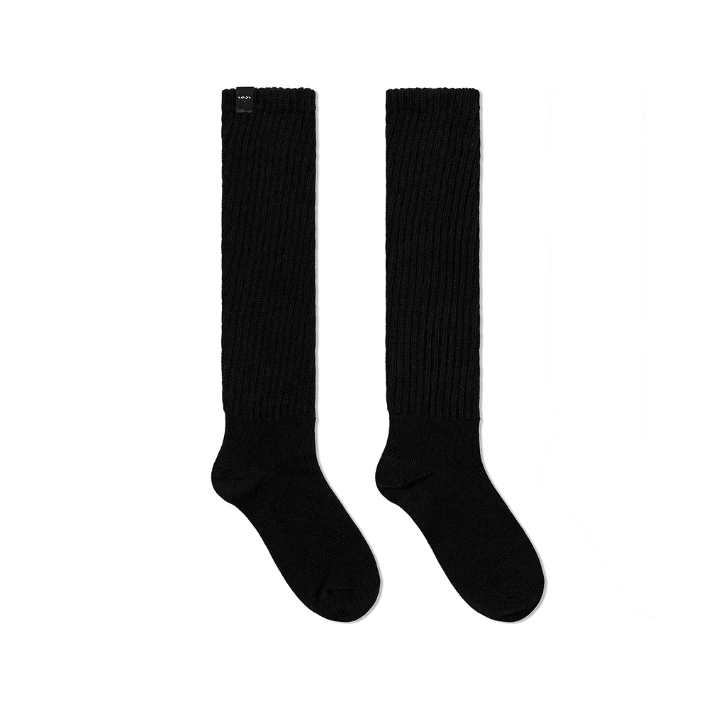 RIB KNEE SOCKS BLACK