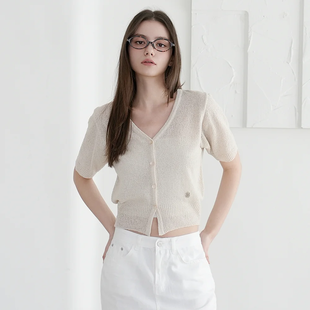 WK-16 LINEN HALF CARDIGAN (3COLORS)