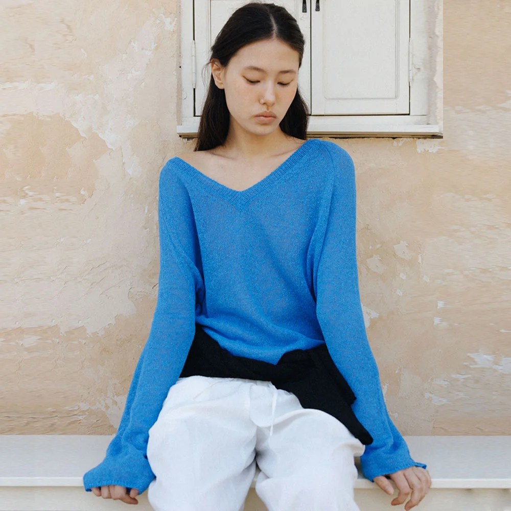 V-neck Pullover(Blue)