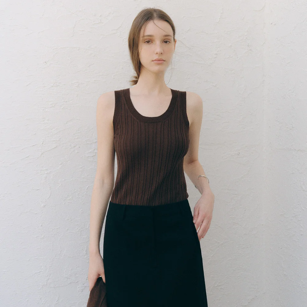 Vea Ribbed Sleeveless (Brown)