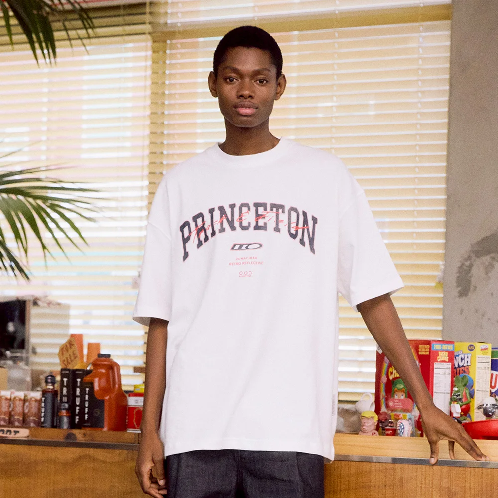 Princeton Overlay Print T-shirt (WHITE CREAM)