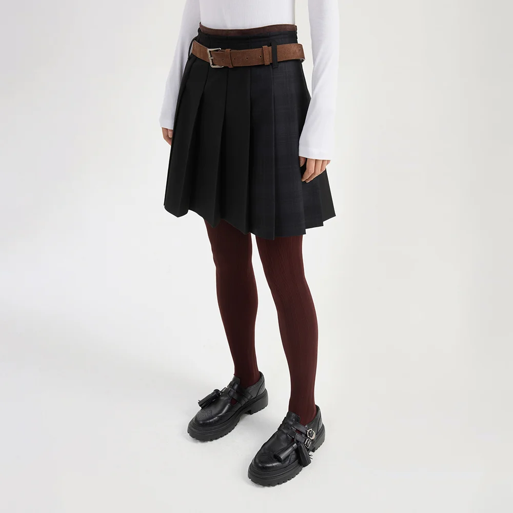 Texture Block Pleats Midi Skirt (black) LFKAW25200BKX