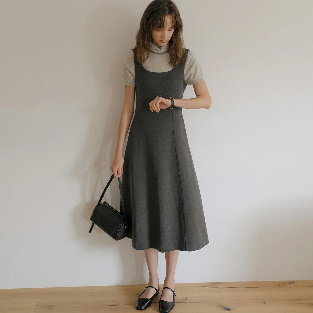 Tailored a-Line dress _Charcoal