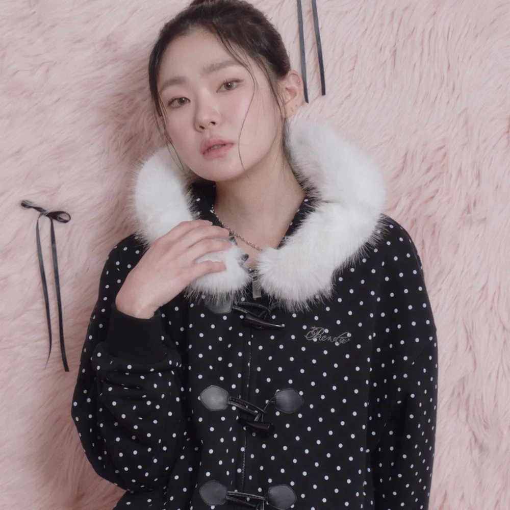 DOT DUFFEL HOOD ZIP-UP BLACK