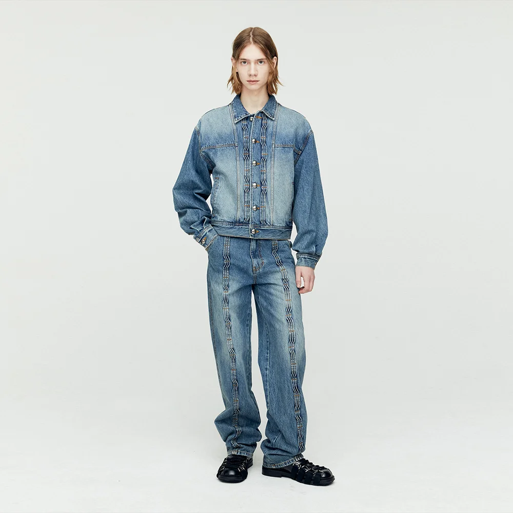 WAVE WIDE LEG JEANS apa682m(WASHED BLUE)
