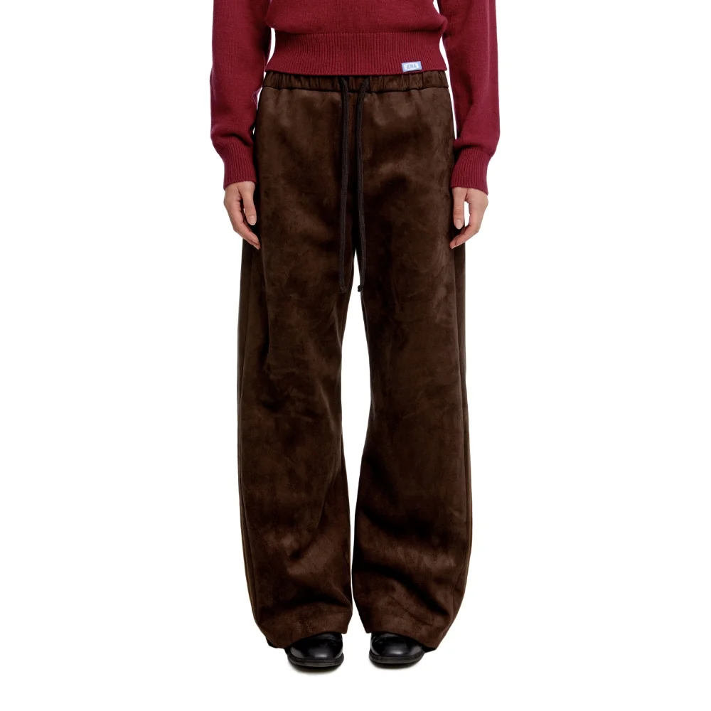UNISEX SUEDE EFFECT TRACK PANTS - BROWN