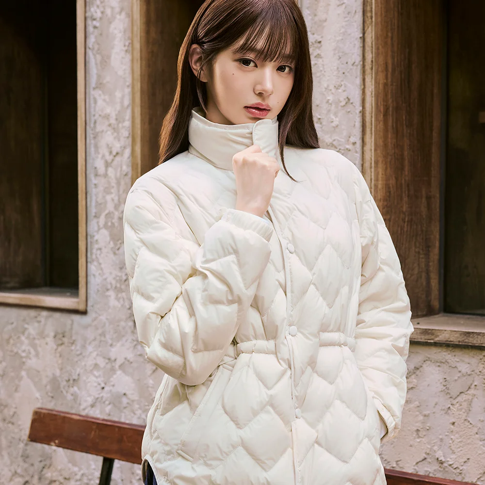 THERMOLOCK (Thermolock) 女裝 修身 混紡 中等 羽絨外套 外套_Cream_DWU26544W6
