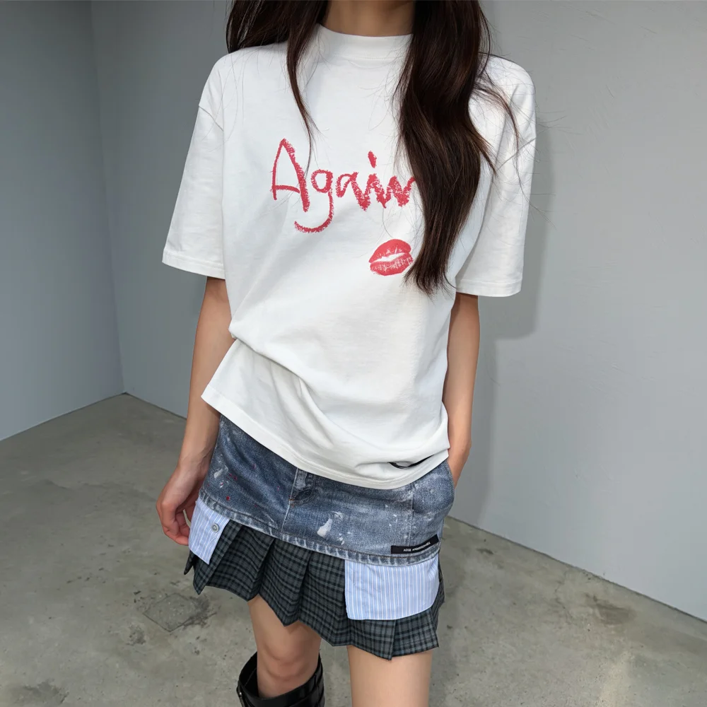 (ESSENTIAL) UNISEX AGAIN LIP T-SHIRT atb1406u(WHITE)