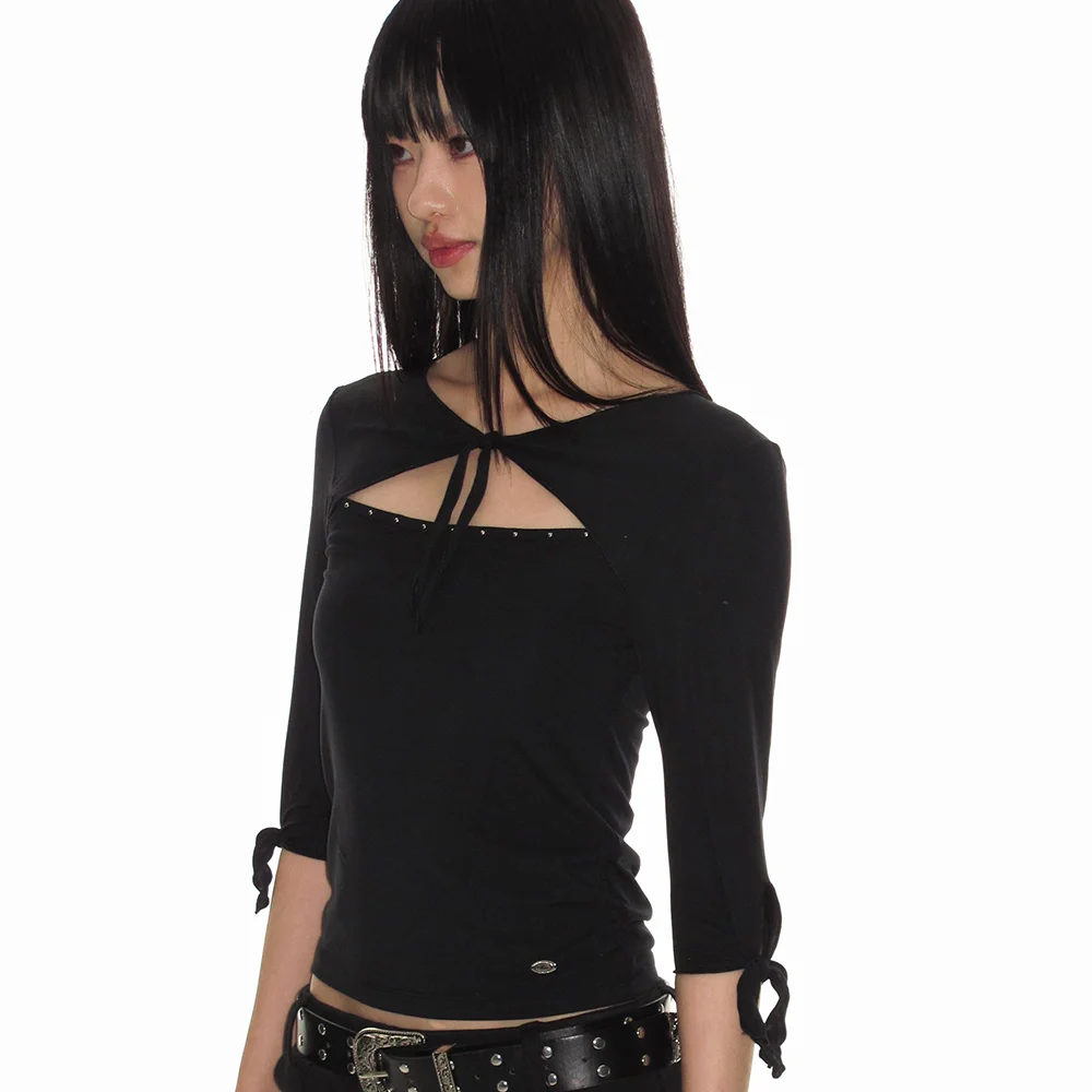 STUD TIE TOP_BLACK