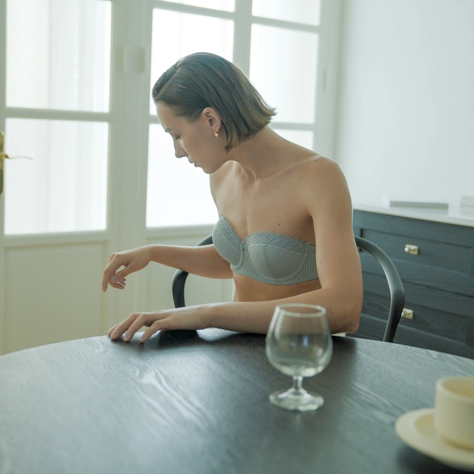 Misty morning Strapless Bra grey blue