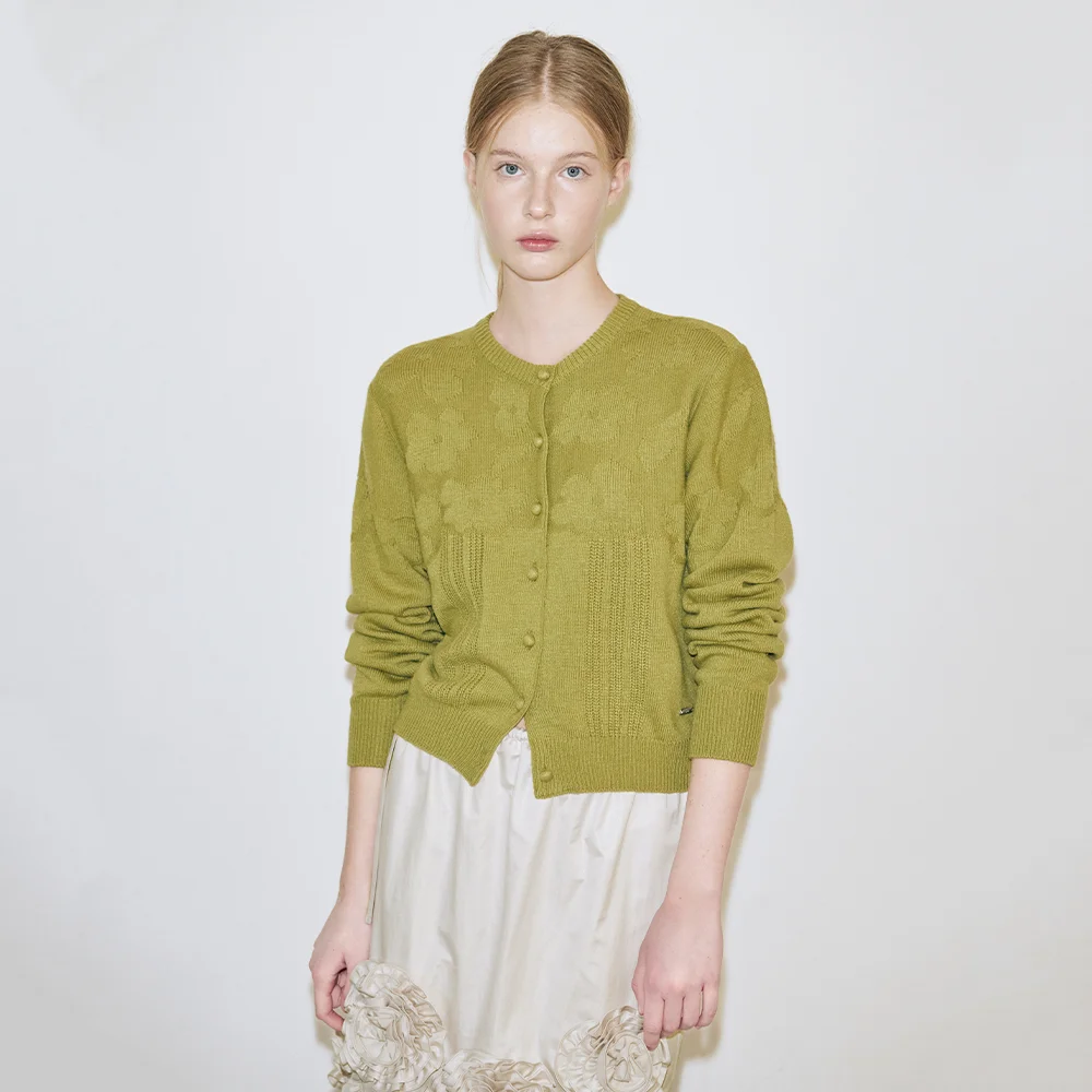 Reverse Flower Cardigan (Olive)
