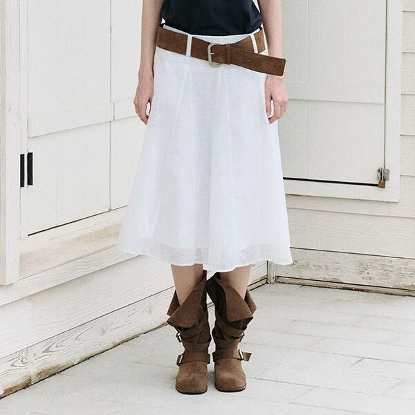 MIDI FLARE SKIRT WHITE