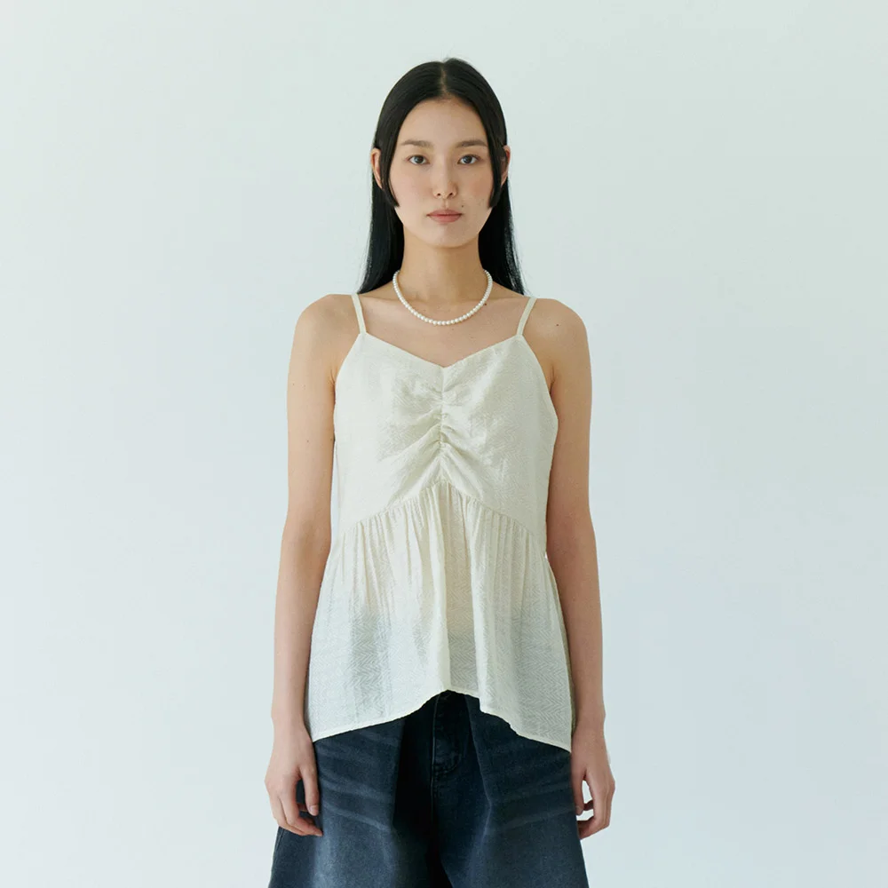 SHIRRING SLEEVELESS BLOUSE (IVORY)