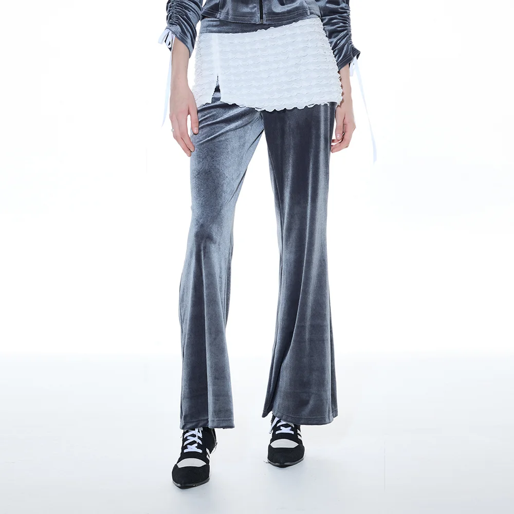 L14 VELVET LACE PANTS(CHARCOAL)