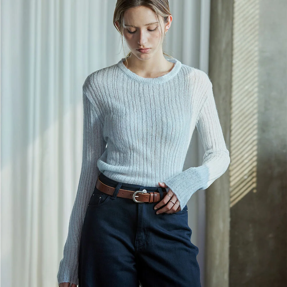 線條 馬海毛 Round Knit BLUE