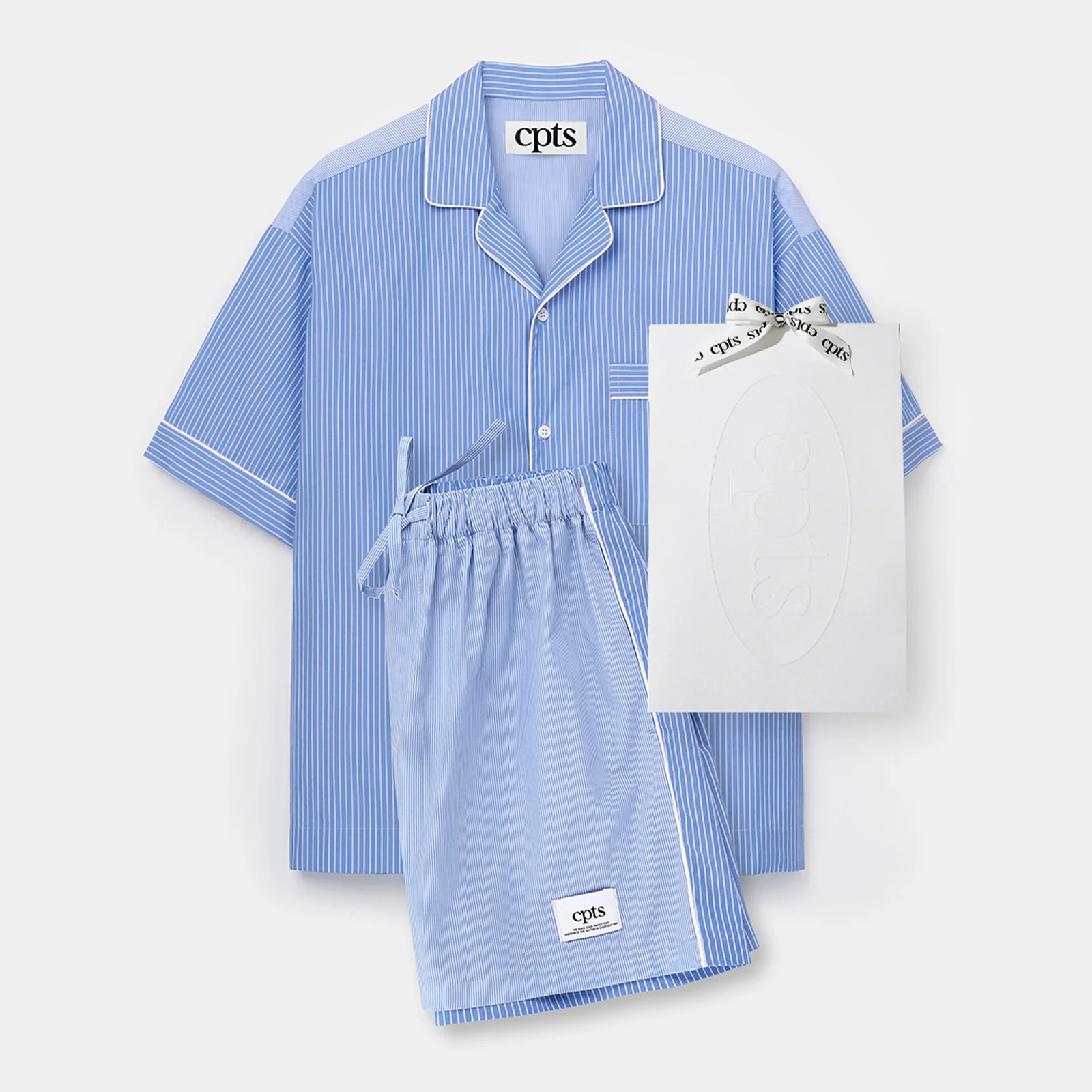 COLOUR COMBI STRIPE PAJAMAS_SKY BLUE