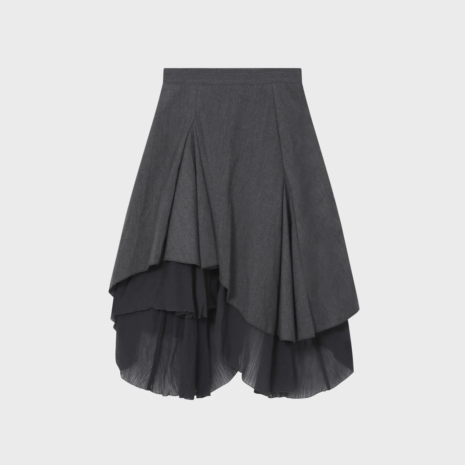 Unbalanced layered skirt CHARCOAL