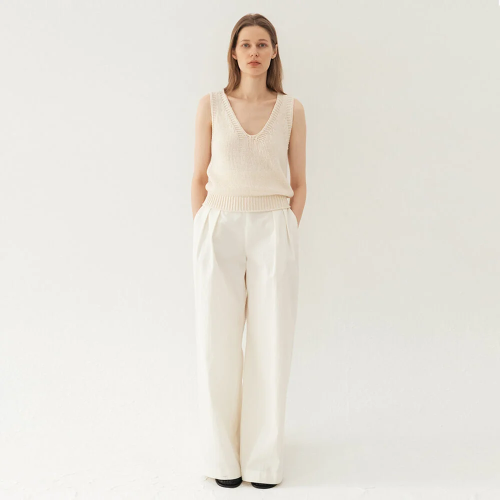 Highwaist Flare Wide Pants Cream