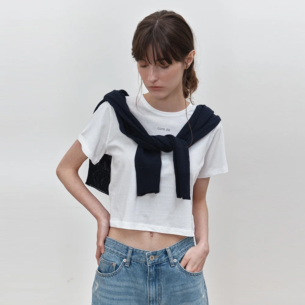 Loose crop t-shirt (ivory)