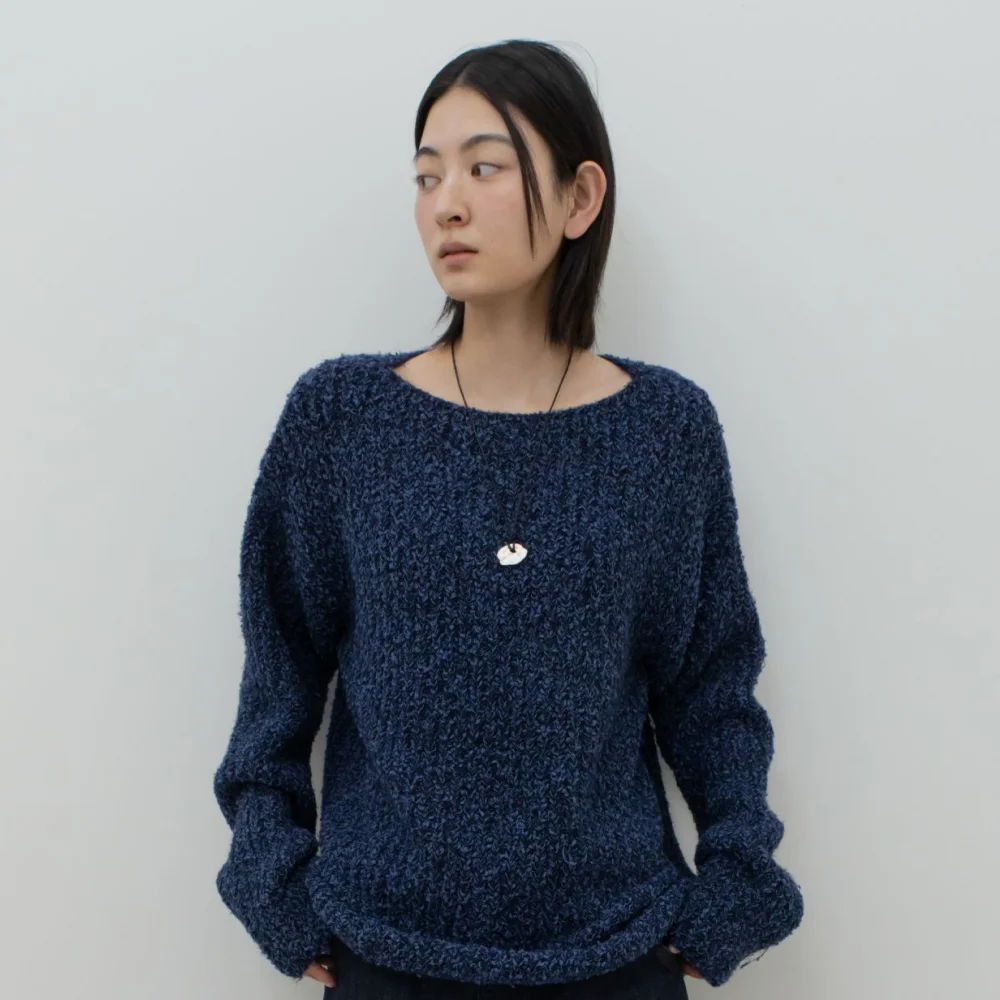BOATNECK LOOSE FIT KNIT / NAVY