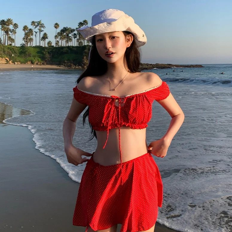 Dot Ruffle Bikini_Red