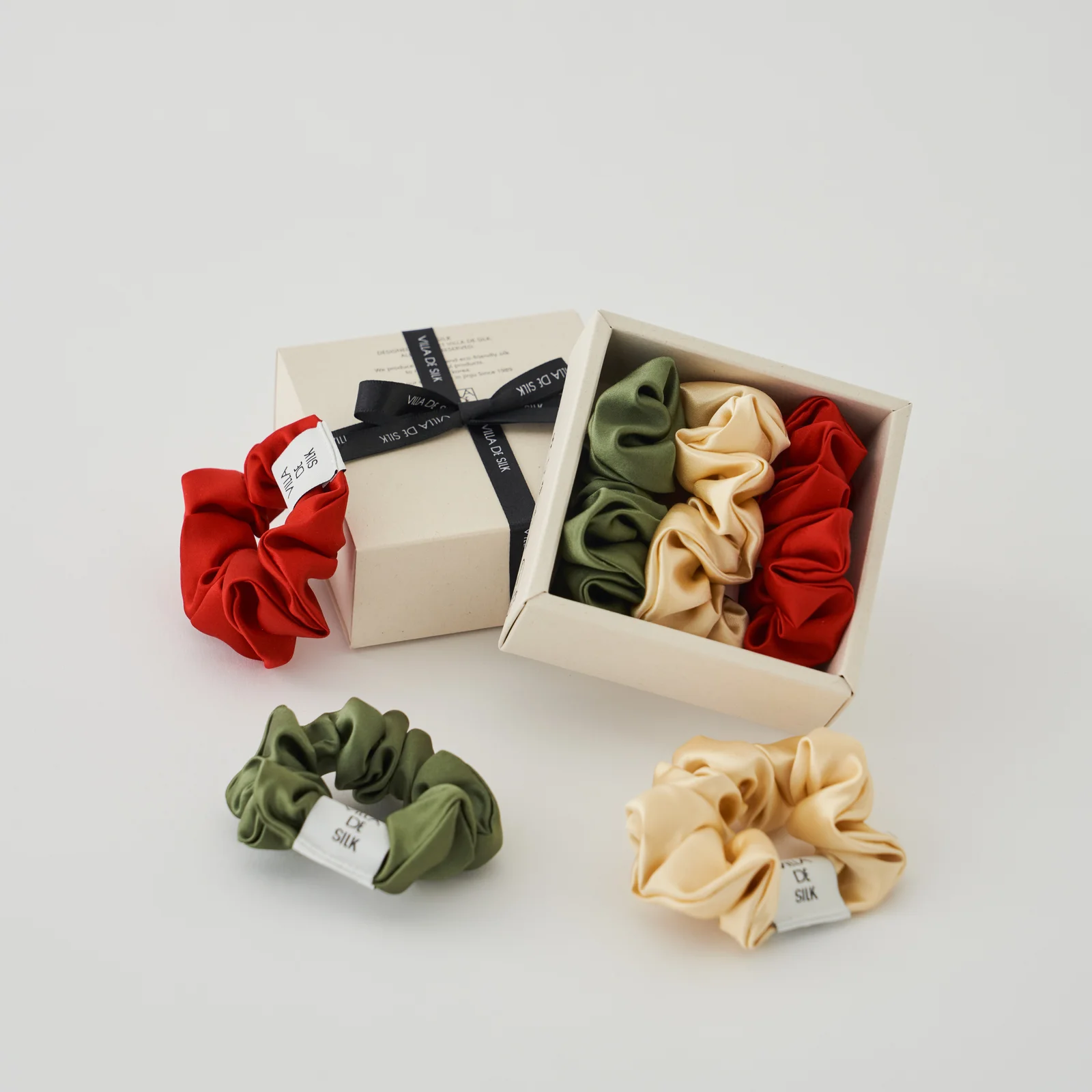 Baby scrunchie 3set(Butter/Khaki/Red)真絲 髮圈 套裝