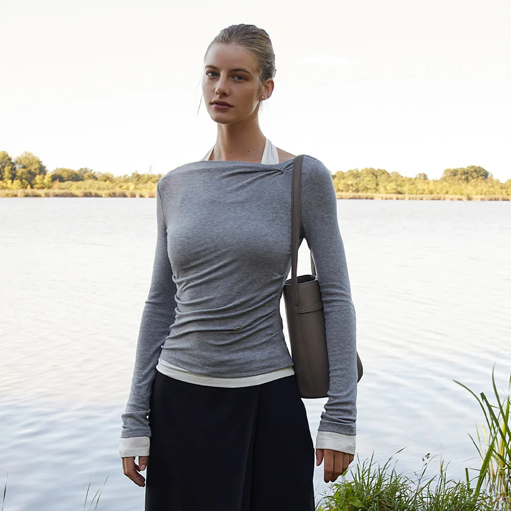 LIGNE OFF SHOULDER LONG SLEEVE SET (GRAY)