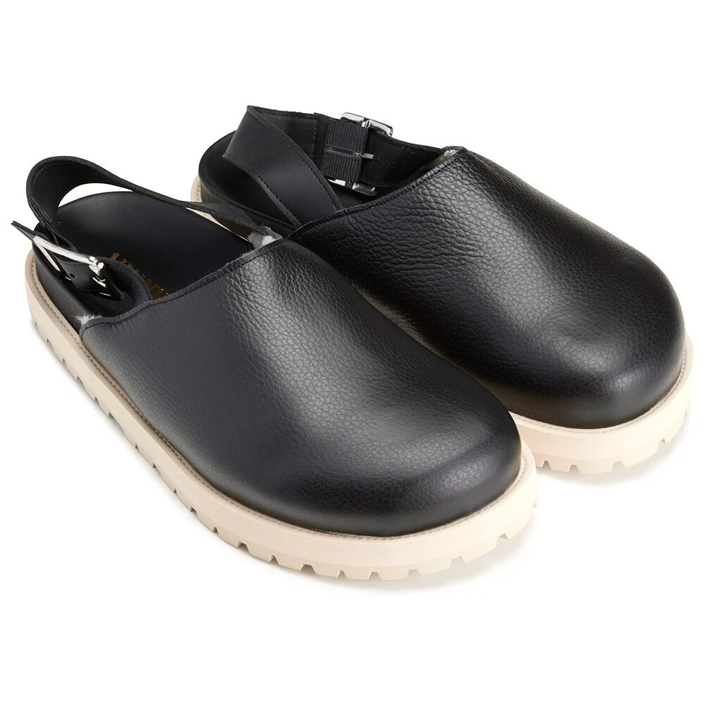 (M) 保暖 肩帶 穆勒鞋 INSULATED STRAPPED MULE BLACK GRAIN LEATHER