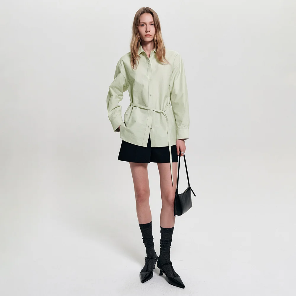 鼠尾草綠 肩帶 純棉 襯衫_薄荷色 / SAGE STRAP COTTON SHIRT_MINT