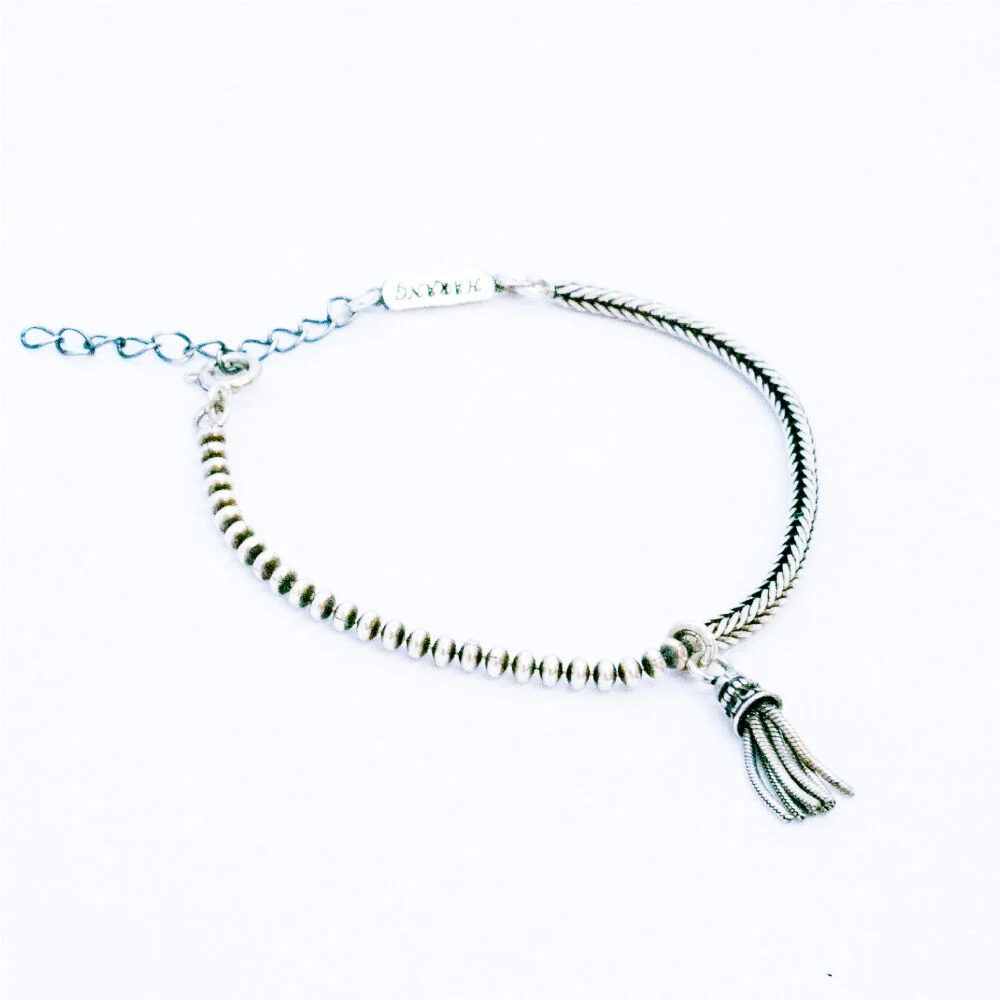 HR 332B_Tassel Half & Half Chain Bracelet