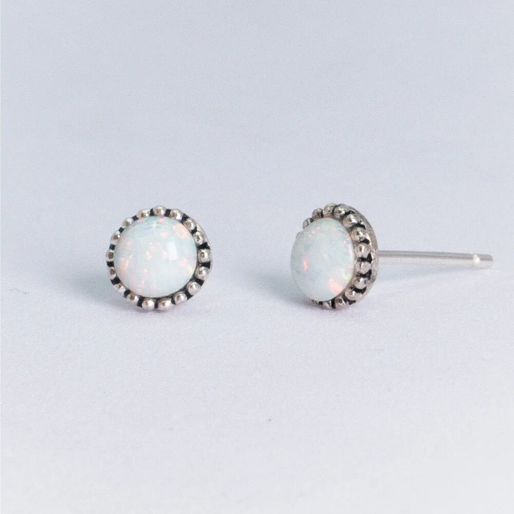 HR 159E_White Opal Earring (Silver 925)