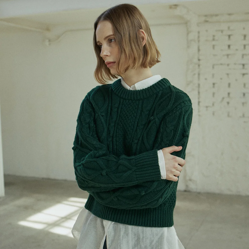 BELL CABLE KNIT_GREEN
