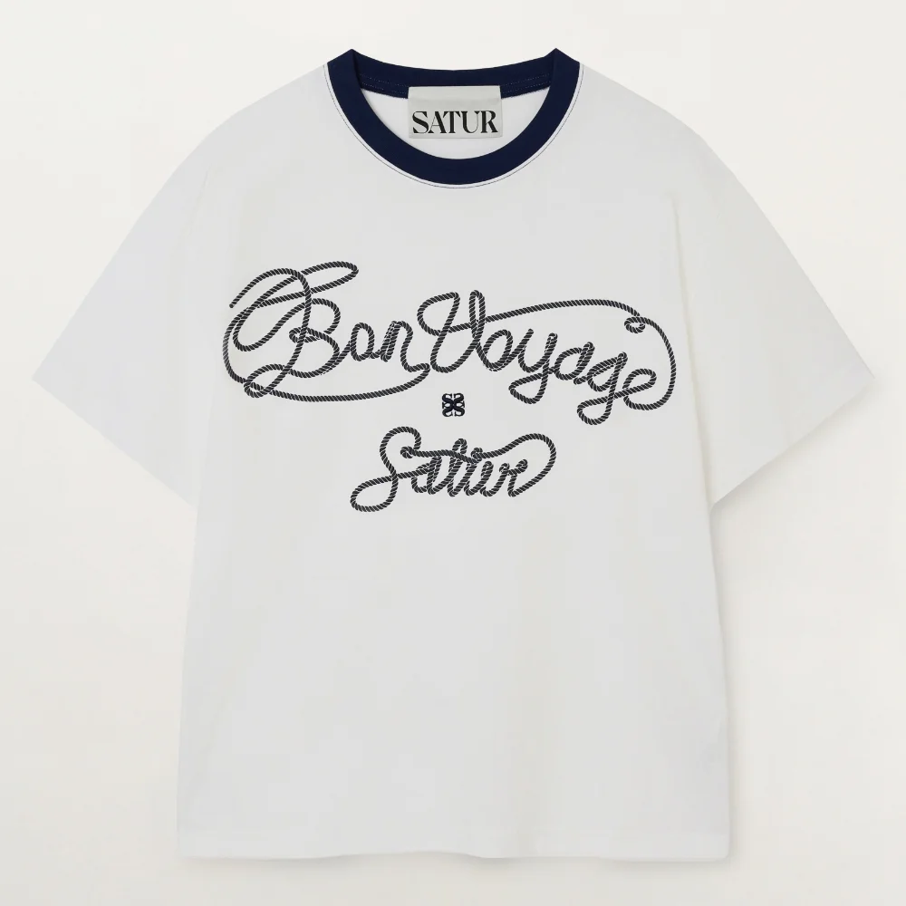 新款 Bon Voyage 圖案 短袖 T恤 白色