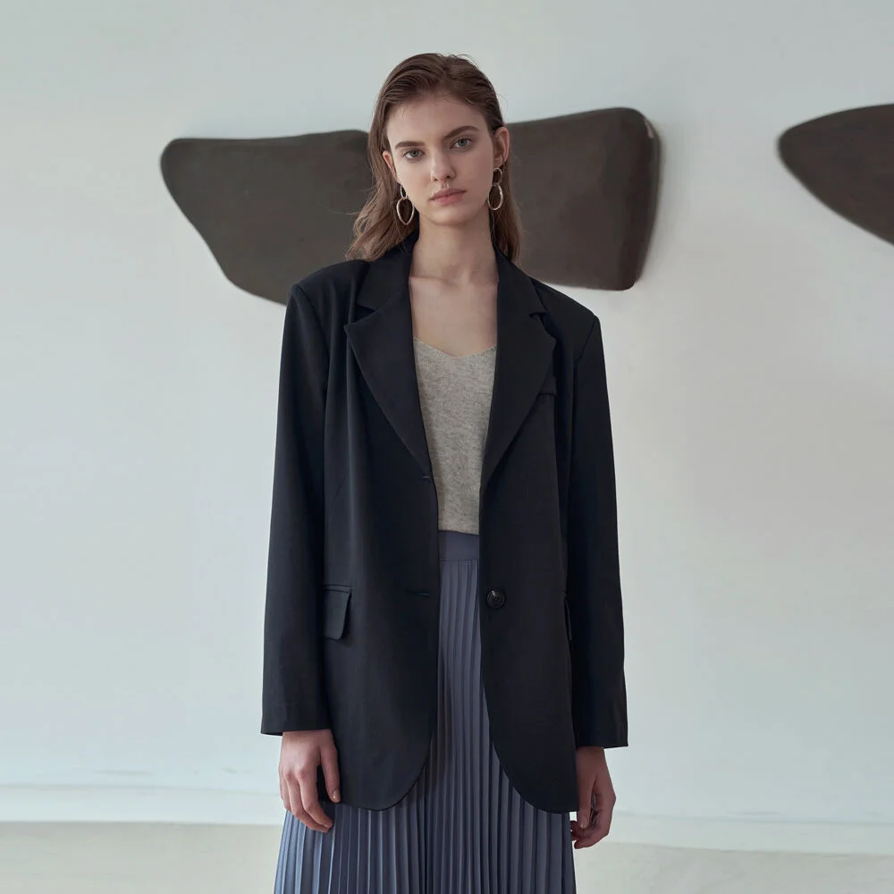 LOOSE SET-UP SINGLE JACKET_BLACK