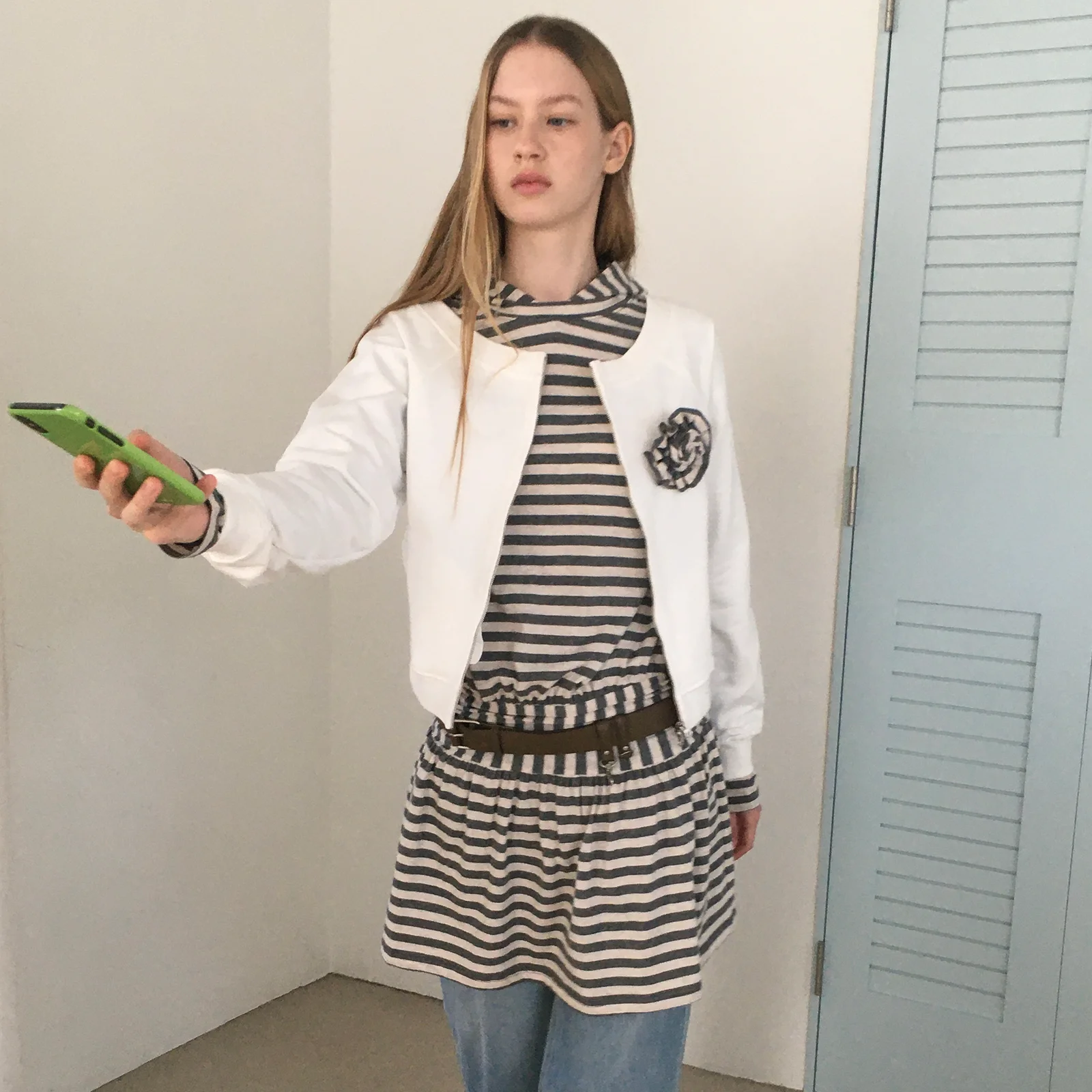 BOAT NECK ZIP-UP_WHITE