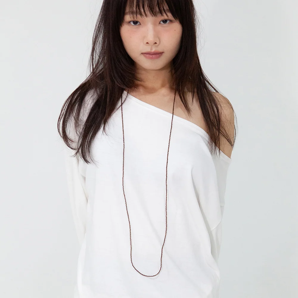 brown beads long necklace