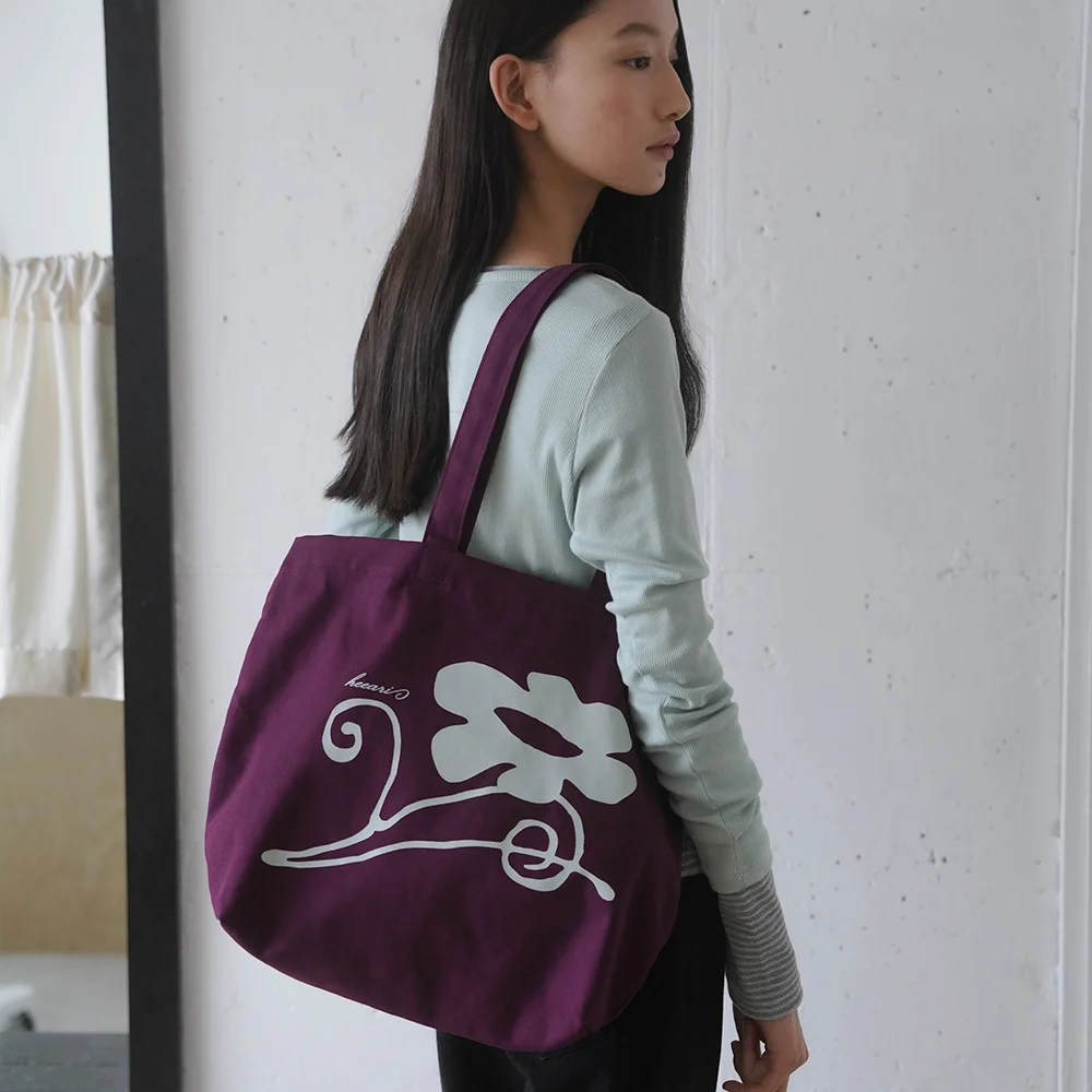 野花 印花 帆布袋_紫色