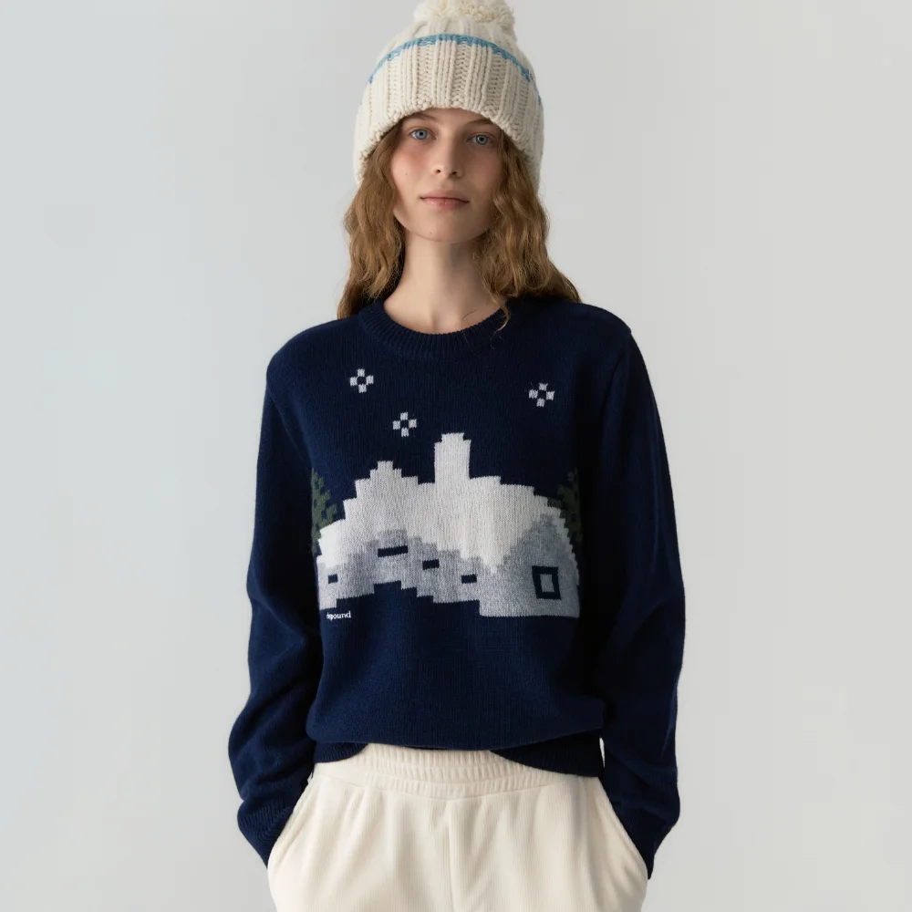 snow cabin wool knit - navy