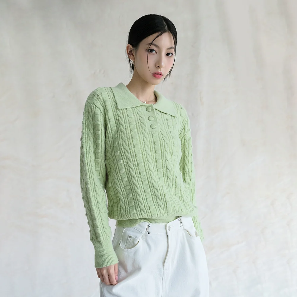 Lumpy Collar Button Knit - 5COL