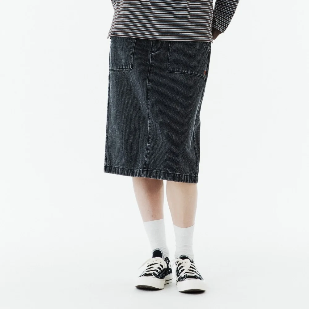 W CORDUROY DENIM SKIRT - BLACK (P263WSK460)