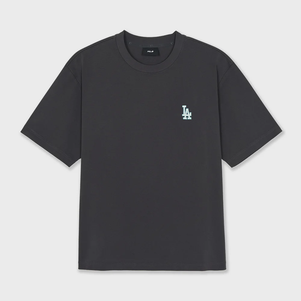 復古 背板 圖案 半 寬鬆版型 短袖 T恤 LA (D.Charcoal Grey)