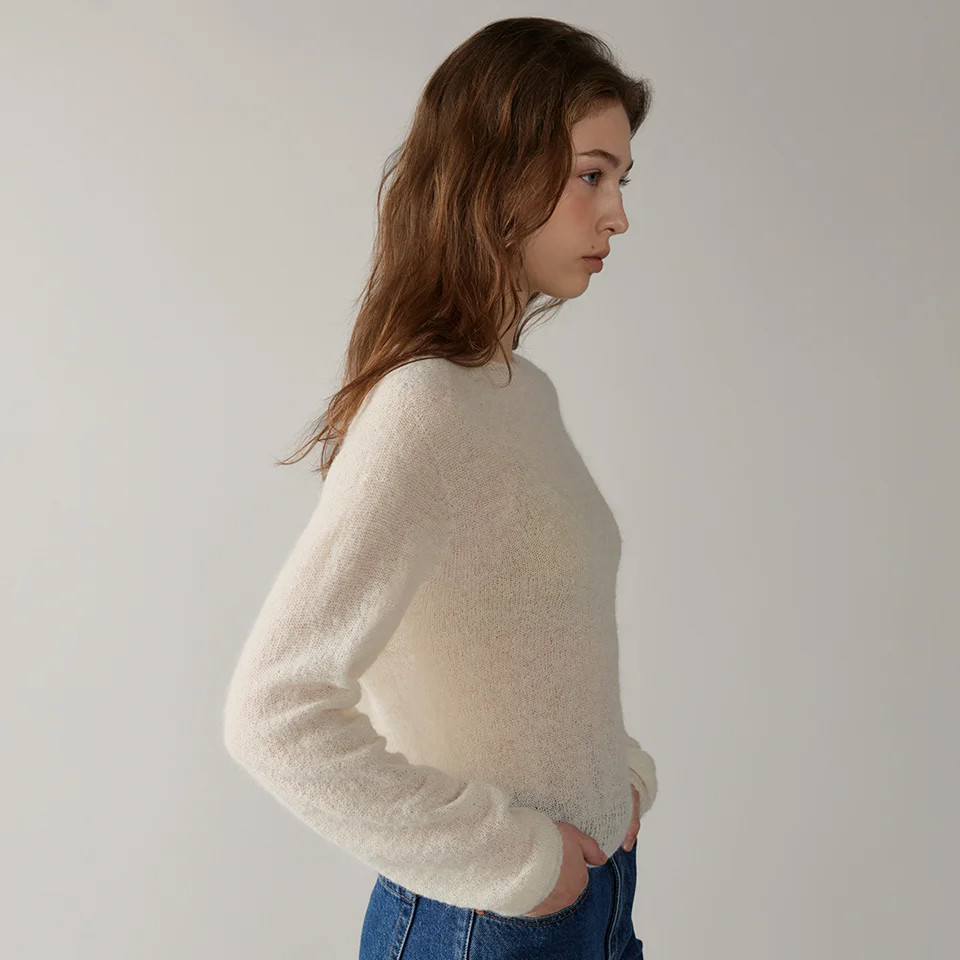 alpaca sheer pullover (ivory)
