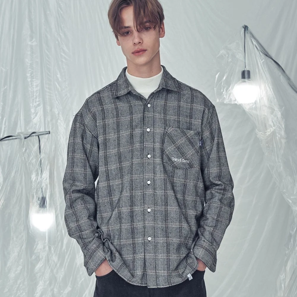 OVER FIT HERRING CHECK SHIRTS BLACK
